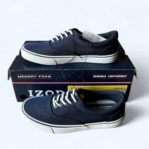 Izod Rangley Men's Lace Up Casual Canvas shoe Memory Foam Navy size 8 - Picture 5 of 8